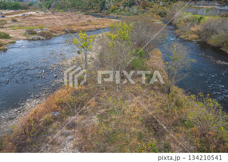 初冬の木津川風景　京都府笠置町 134210541