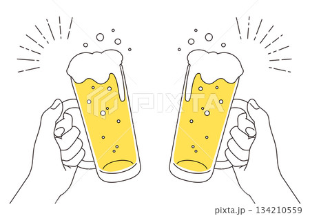 ビールと持つ手のイラスト素材 ビールと持つ手のイラスト素材 134210559