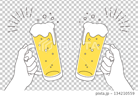 啤酒和手部插畫素材 134210559