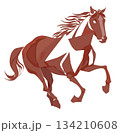 スタイリッシュで高級感のある赤茶色の馬の年賀状イラスト 134210608
