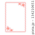 かわいい桜の花とストライプの可愛いフレーム（メッセージフレーム）） 134210651