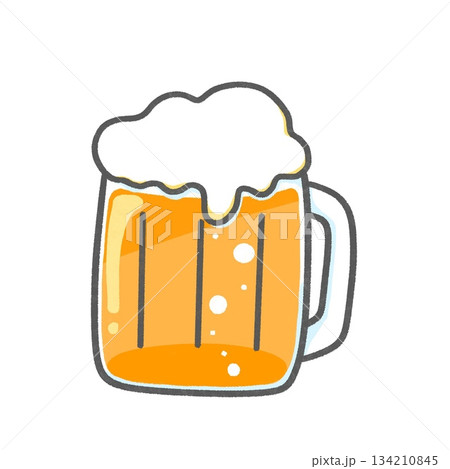 ビールイラスト素材｜泡モコジョッキ 134210845