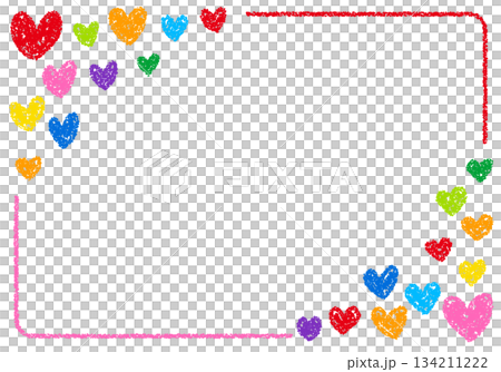 Hand-drawn crayon background heart frame card Hand-drawn crayon background heart frame card 134211222