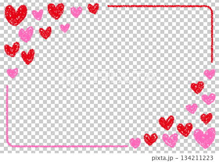Hand-drawn crayon background heart frame card Hand-drawn crayon background heart frame card 134211223