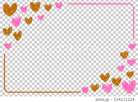 Hand-drawn crayon background heart frame card Hand-drawn crayon background heart frame card 134211224