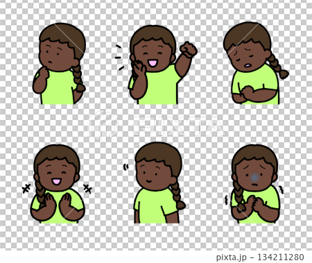子供の感情表現イラストセット vol.2（6種類・上半身） 134211280