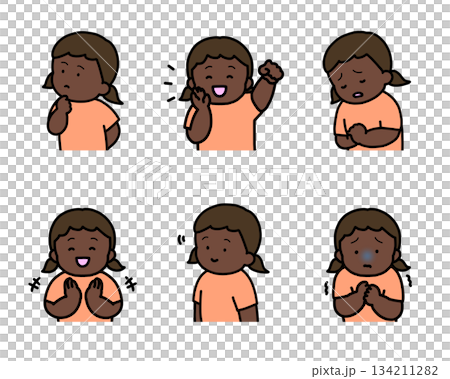 子供の感情表現イラストセット vol.2（6種類・上半身） 134211282