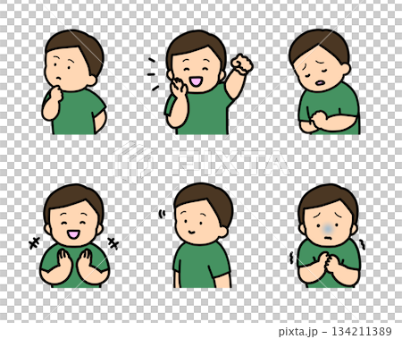 子供の感情表現イラストセット vol.2(6種類・上半身) 子供の感情表現イラストセット vol.2(6種類・上半身) 134211389