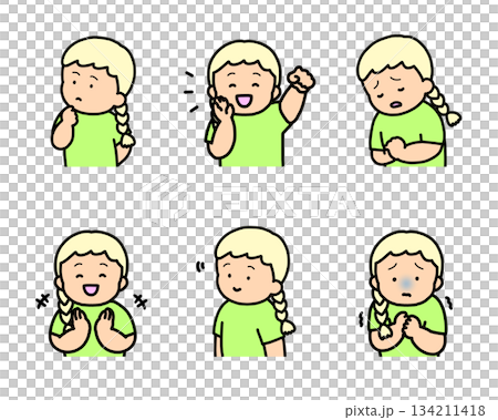Children's Emotional Expressions Illustration Set vol.2 (6 Types, Upper Body) Children's Emotional Expressions Illustration Set vol.2 (6 Types, Upper Body) 134211418
