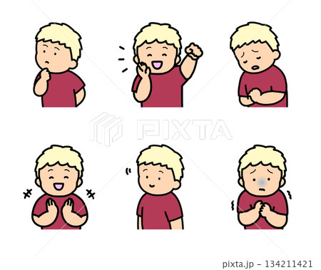 子供の感情表現イラストセット vol.2(6種類・上半身) 子供の感情表現イラストセット vol.2(6種類・上半身) 134211421