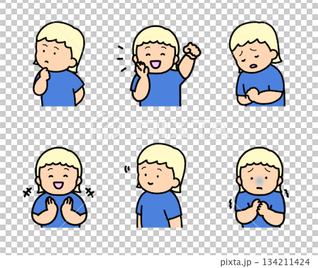 兒童情緒表達插畫集第2冊（6種類型，上半身） 134211424