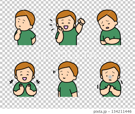 兒童情緒表達插畫集第2冊（6種類型，上半身） 134211446