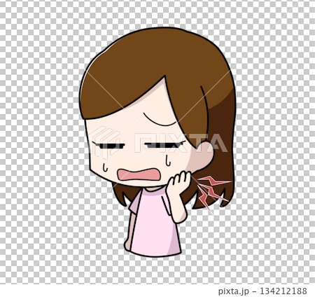 あごが痛む女性のイラスト 134212188