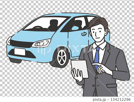 車の状態を確認するビジネスマン 車の状態を確認するビジネスマン 134212296