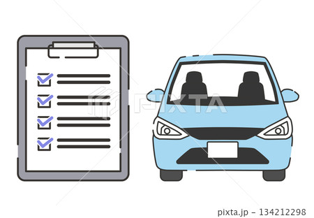 車のチェックリストと自動車のイラスト 134212298