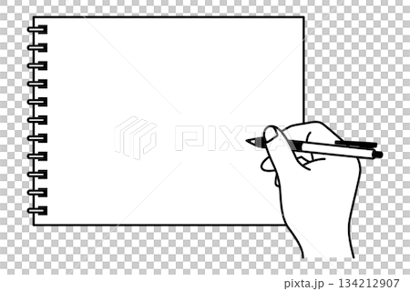 橫版筆記本和手持筆 134212907