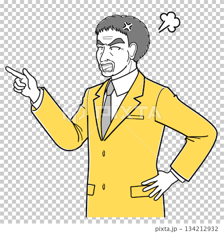 Angry middle-aged man in a suit pointing (simple, upper body) Angry middle-aged man in a suit pointing (simple, upper body) 134212932