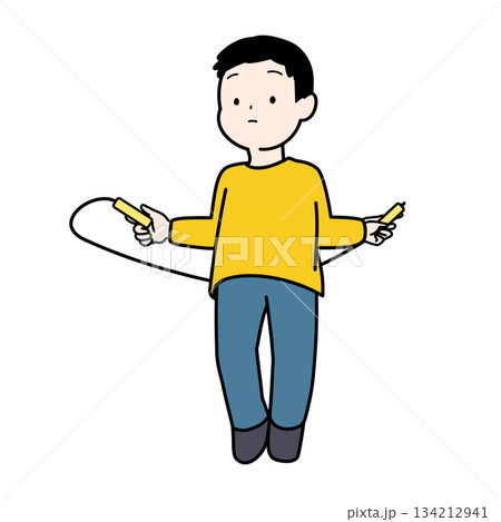 縄跳びをする中学年の子ども 134212941