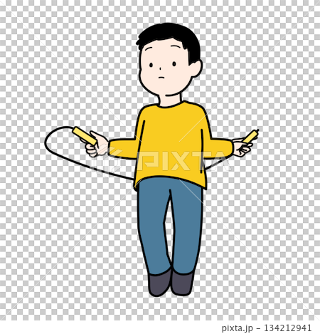 縄跳びをする中学年の子ども 134212941