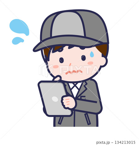 タブレットを使う「工場作業員」の男性 134213015