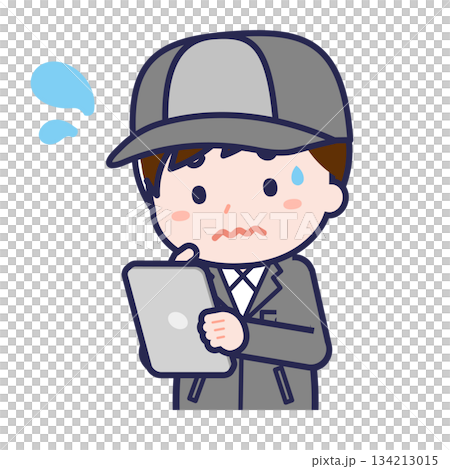 タブレットを使う「工場作業員」の男性 134213015