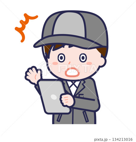 タブレットを使う「工場作業員」の男性 134213016