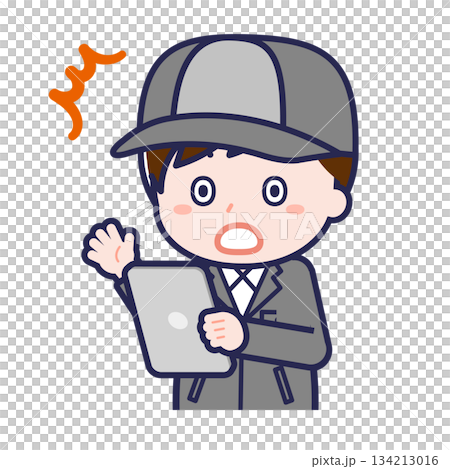 タブレットを使う「工場作業員」の男性 134213016