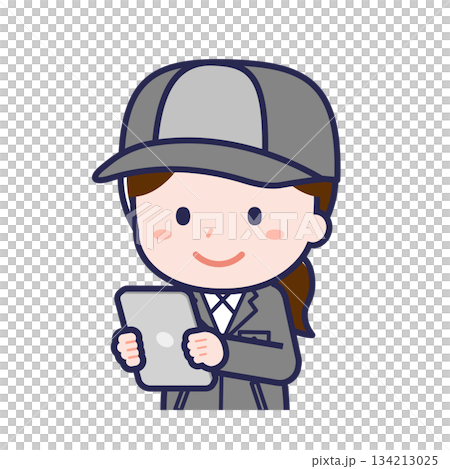 A female "factory worker" using a tablet A female "factory worker" using a tablet 134213025