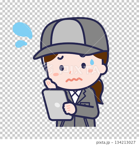 A female "factory worker" using a tablet 134213027
