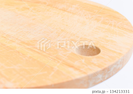 brown wooden sphere cuttingboard isolated on white background brown wooden sphere cuttingboard isolated on white background 134213331