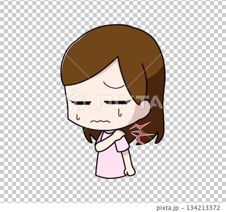 Illustration of a woman with stiff shoulders 134213372
