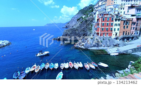 La Spezia, Italy - August 9 2022: Cinque Terre View La Spezia, Italy - August 9 2022: Cinque Terre View 134213462