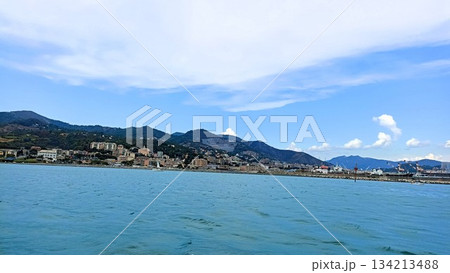 Genoa, Italy - August 7 2022: Port of Genoa Surroundings Genoa, Italy - August 7 2022: Port of Genoa Surroundings 134213488