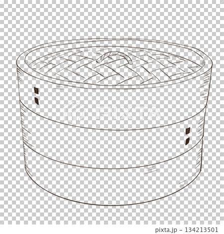 せいろのシンプル線画　手描きイラスト 134213501