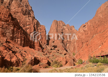 The Tianshan Grand Canyon, or Kesileya Grand Canyon, is a stunning natural feature in Xinjiang, China characterized by its distinctive red canyons formed by millions of years of wind and rain erosion. The Tianshan Grand Canyon, or Kesileya Grand Canyon, is a stunning natural feature in Xinjiang, China characterized by its distinctive red canyons formed by millions of years of wind and rain erosion. 134213536