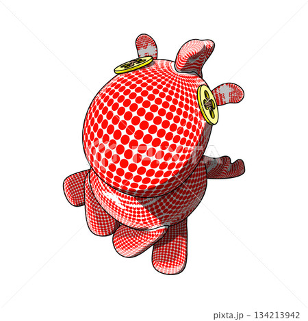 Horse Plush Cute and Funny Toy. Vector Illustration. 134213942