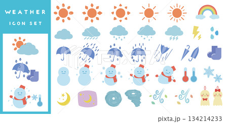 天気のかわいいアイコンセット 134214233