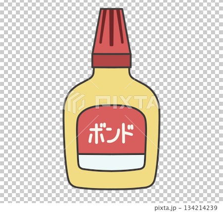 黄色のボンド(ふた付き)のイラスト 黄色のボンド(ふた付き)のイラスト 134214239