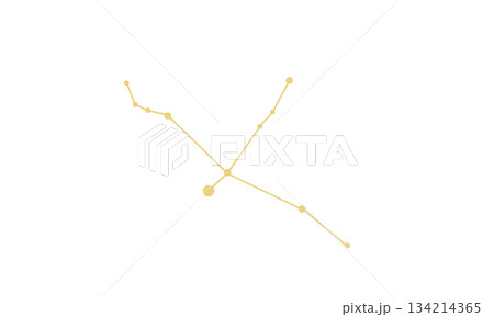 白鳥座の星座線(ゴールド色)のイラスト 白鳥座の星座線(ゴールド色)のイラスト 134214365