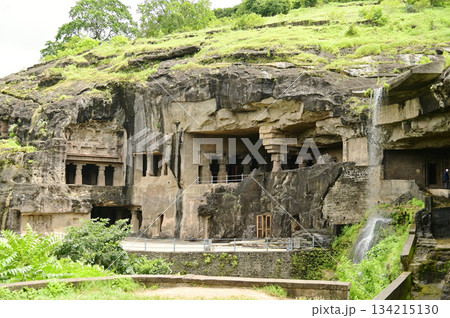 The religious sites and art at the Elora Caves,a UNESCO World Heritage Site,are one of the world's largest collections of rock-cut temples, dating back to 600-1000 AD. Located at Aurangabud in India. The religious sites and art at the Elora Caves,a UNESCO World Heritage Site,are one of the world's largest collections of rock-cut temples, dating back to 600-1000 AD. Located at Aurangabud in India. 134215130