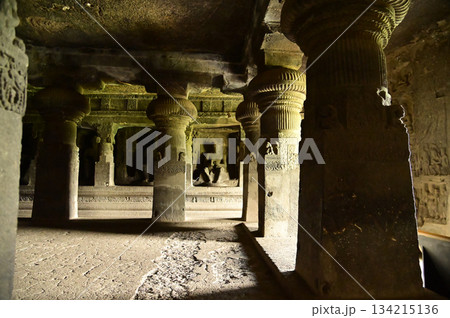 The religious sites and art at the Elora Caves,a UNESCO World Heritage Site,are one of the world's largest collections of rock-cut temples, dating back to 600-1000 AD. Located at Aurangabud in India. The religious sites and art at the Elora Caves,a UNESCO World Heritage Site,are one of the world's largest collections of rock-cut temples, dating back to 600-1000 AD. Located at Aurangabud in India. 134215136