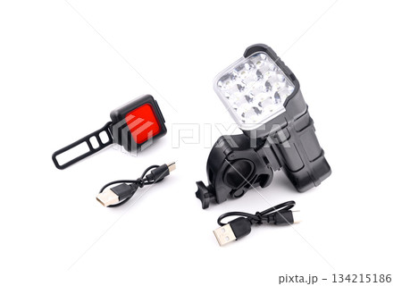 powerful front headlight and rear marker for bicycle with cables powerful front headlight and rear marker for bicycle with cables 134215186