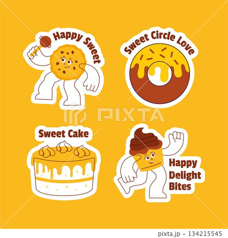 Flat Cartoon Hand Drawn Illustration Background for National Chocolate Cake Day Label Design Flat Cartoon Hand Drawn Illustration Background for National Chocolate Cake Day Label Design 134215545