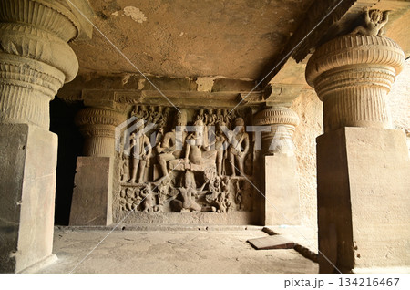 The religious sites and art at the Elora Caves,a UNESCO World Heritage Site,are one of the world's largest collections of rock-cut temples, dating back to 600-1000 AD. Located at Aurangabud in India. The religious sites and art at the Elora Caves,a UNESCO World Heritage Site,are one of the world's largest collections of rock-cut temples, dating back to 600-1000 AD. Located at Aurangabud in India. 134216467