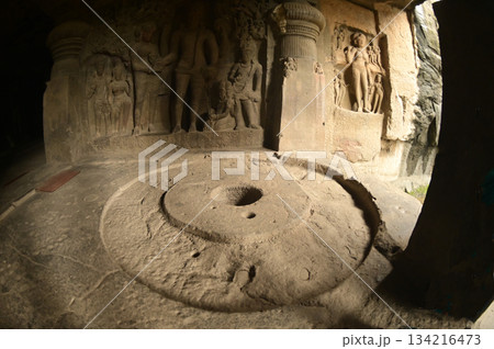 The religious sites and art at the Elora Caves,a UNESCO World Heritage Site,are one of the world's largest collections of rock-cut temples, dating back to 600-1000 AD. Located at Aurangabud in India. The religious sites and art at the Elora Caves,a UNESCO World Heritage Site,are one of the world's largest collections of rock-cut temples, dating back to 600-1000 AD. Located at Aurangabud in India. 134216473
