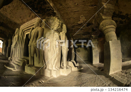 The religious sites and art at the Elora Caves,a UNESCO World Heritage Site,are one of the world's largest collections of rock-cut temples, dating back to 600-1000 AD. Located at Aurangabud in India. The religious sites and art at the Elora Caves,a UNESCO World Heritage Site,are one of the world's largest collections of rock-cut temples, dating back to 600-1000 AD. Located at Aurangabud in India. 134216474