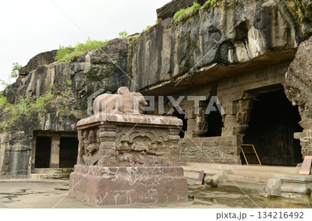 The religious sites and art at the Elora Caves,a UNESCO World Heritage Site,are one of the world's largest collections of rock-cut temples, dating back to 600-1000 AD. Located at Aurangabud in India. The religious sites and art at the Elora Caves,a UNESCO World Heritage Site,are one of the world's largest collections of rock-cut temples, dating back to 600-1000 AD. Located at Aurangabud in India. 134216492