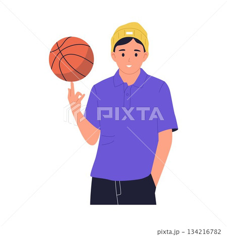Illustration of Man Playing Basketball Illustration of Man Playing Basketball 134216782