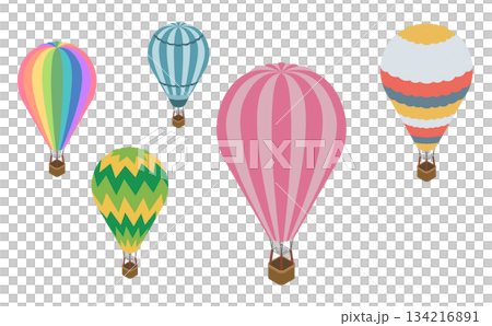 等距插圖：氣球組（熱氣球） 134216891