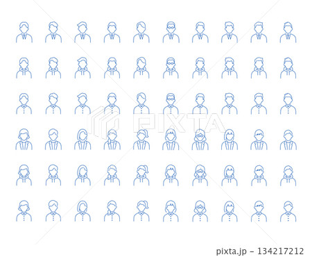 男性と女性のアバターアイコンセット素材 134217212
